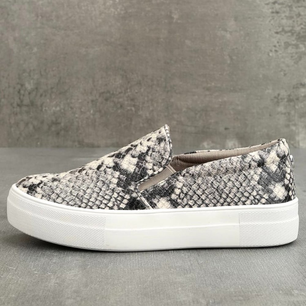 Steve Madden Gills Natural Snake Slip On Sneakers